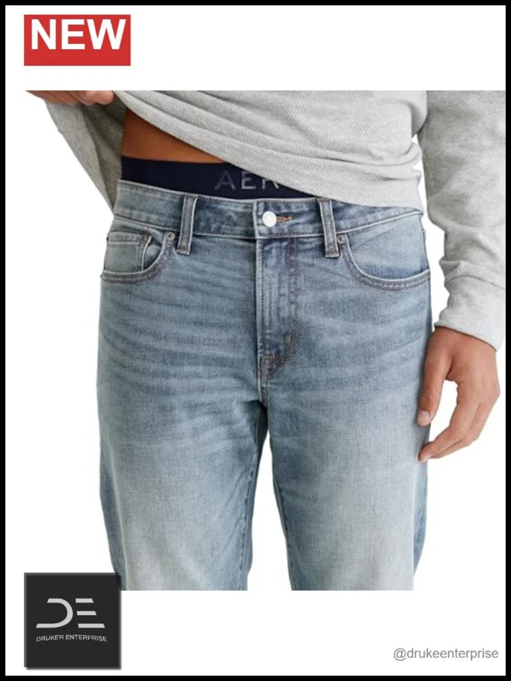 Men's Straight Fit Mid Rise Denim Jeans with Stretch